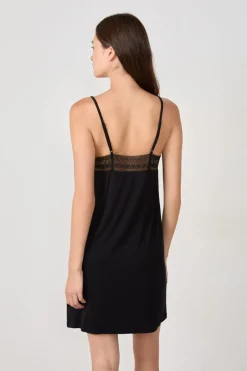 ETAM Camisones De Tirantes|Los Pijamas Más Responsables|Camisón escotado de encaje NEGRO