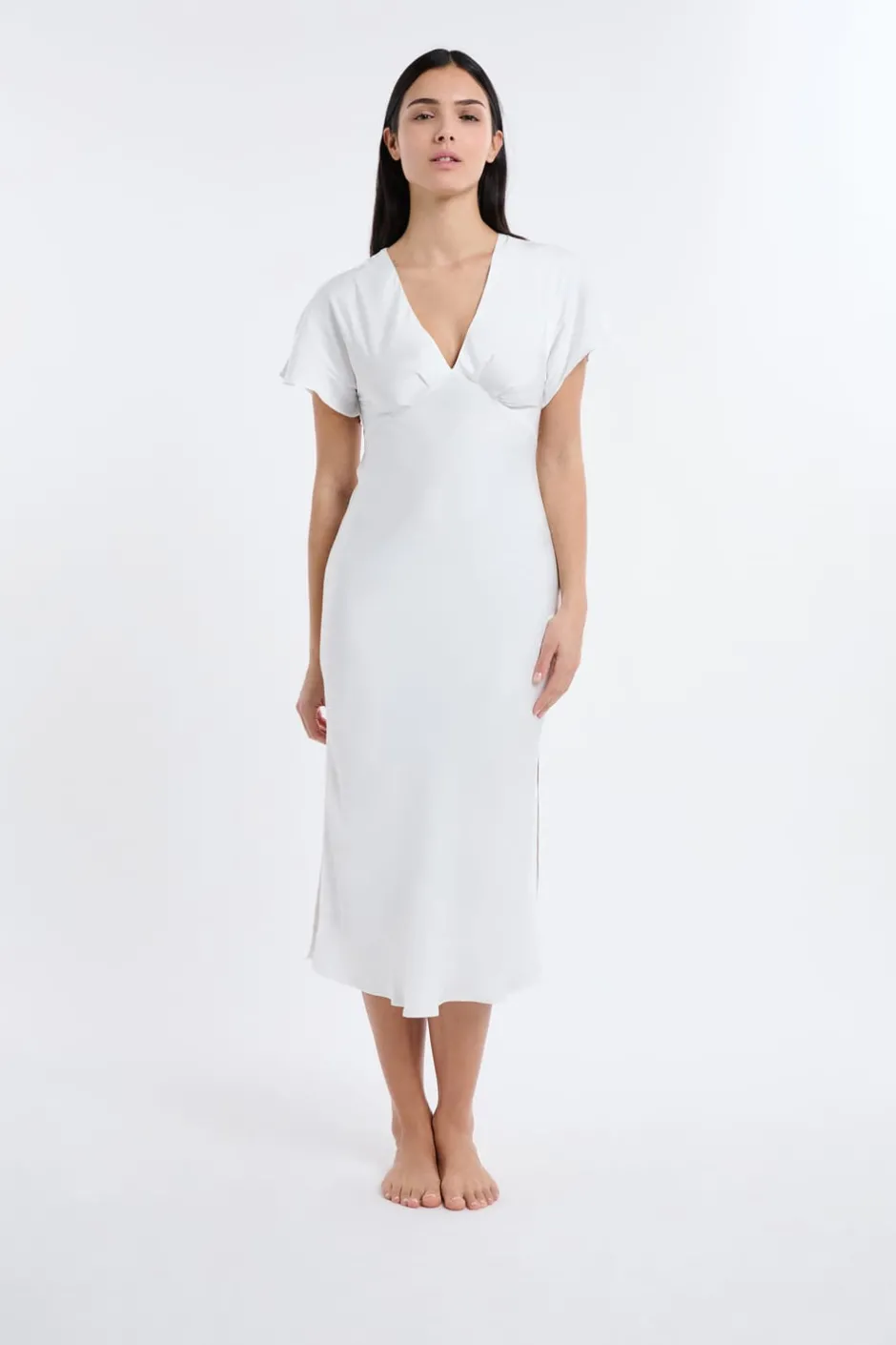 ETAM Los Pijamas Más Responsables|Pijamas Para Novias|Camisón largo satinado BLANCO