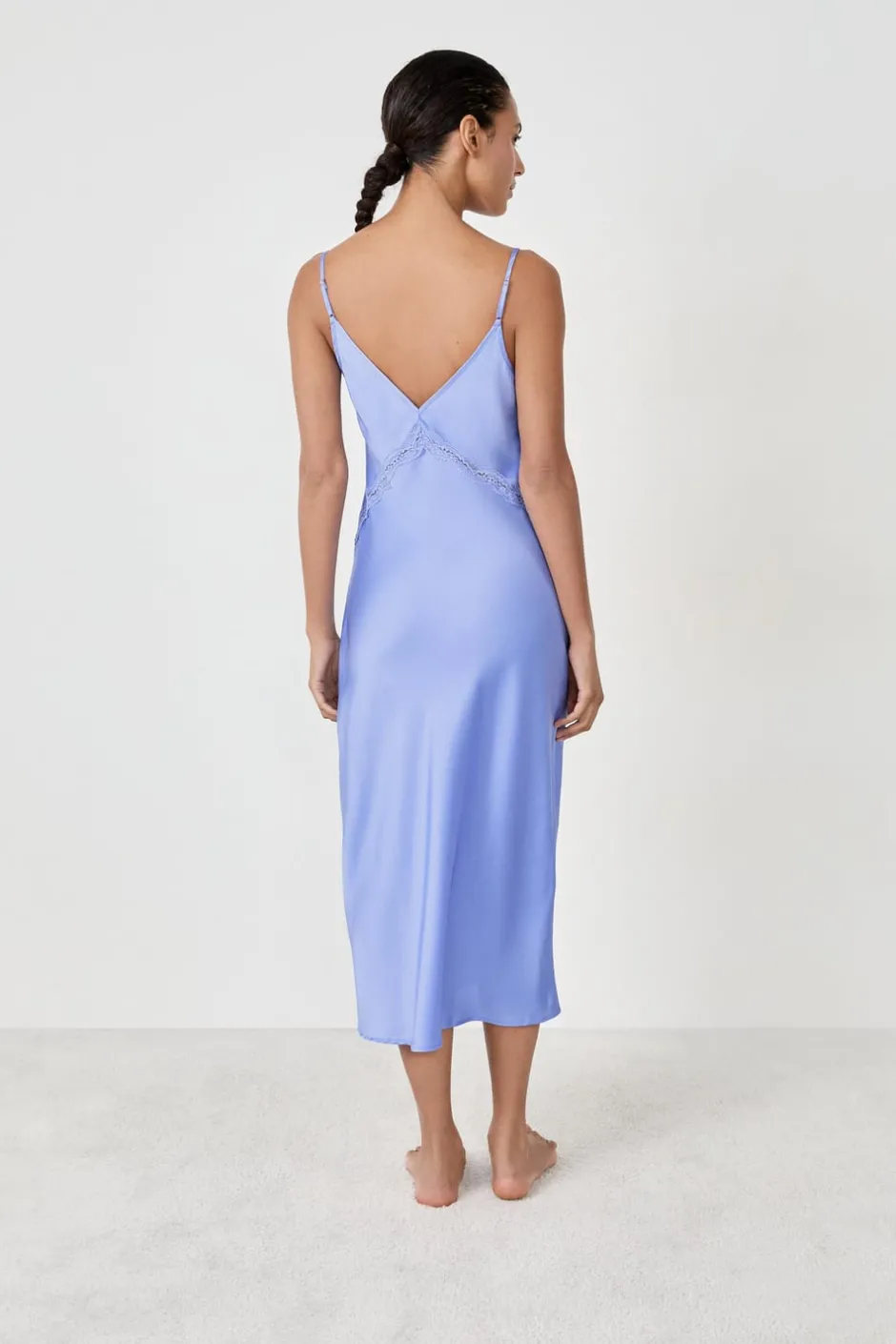 ETAM Camisones De Tirantes|Los Pijamas Más Responsables|Camisón largo satinado con detalles de encaje AZUL