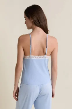 ETAM Los Pijamas Más Responsables|Partes De Arriba De Pijama|Caraco avec détails dentelle BLEU AZUR