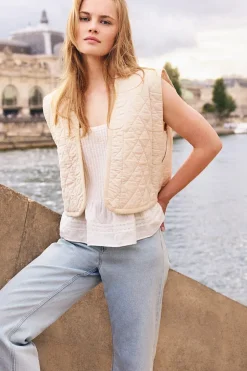 ETAM Chaquetas|Chaquetas Sin Mangas|Chaleco acolchado de algodón sin mangas LINO