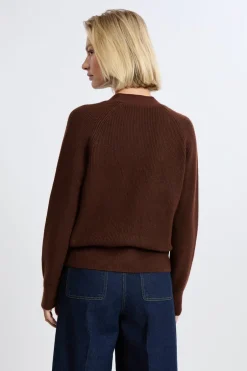 ETAM Cuello En V|Chaquetas|Chaleco de manga larga CHOCOLATE