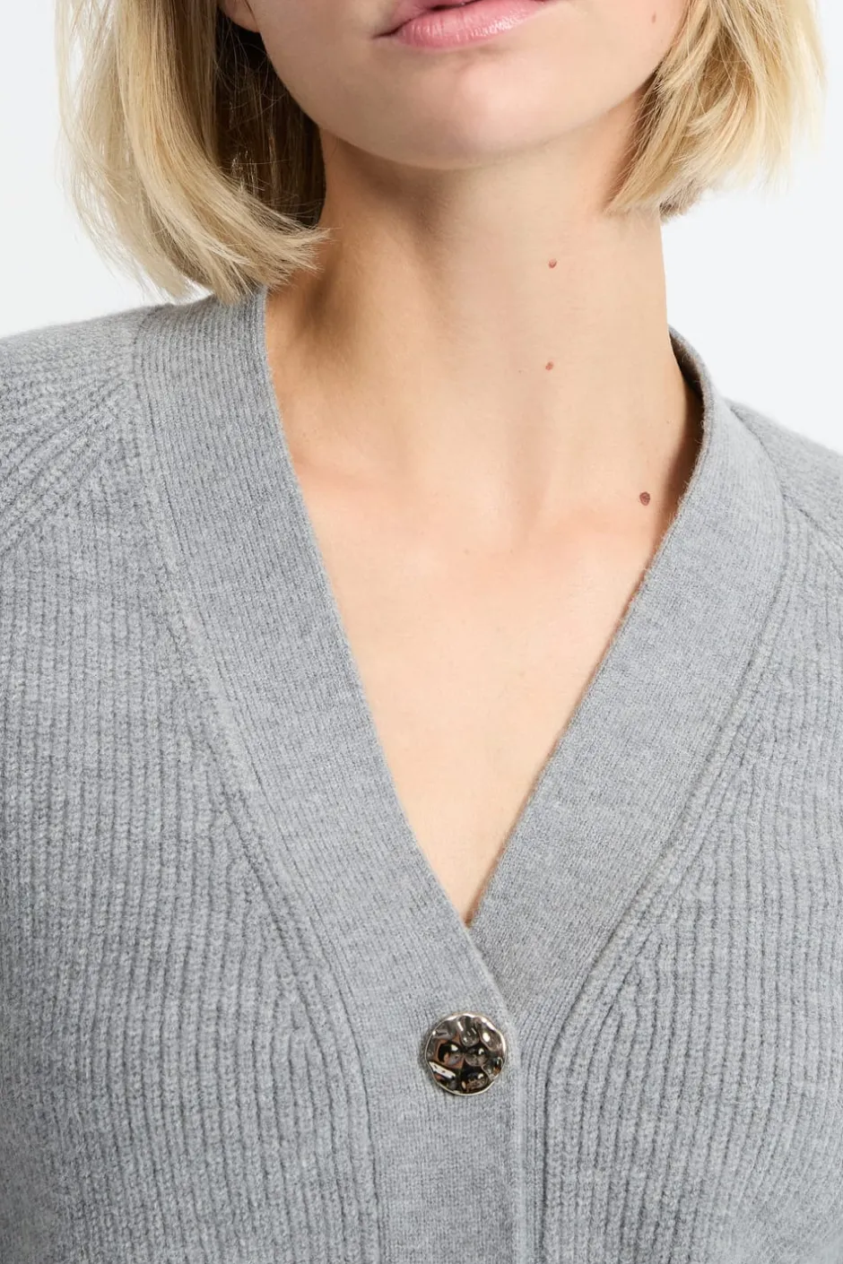 ETAM Cuello En V|Chaquetas|Chaleco de manga larga GRIS
