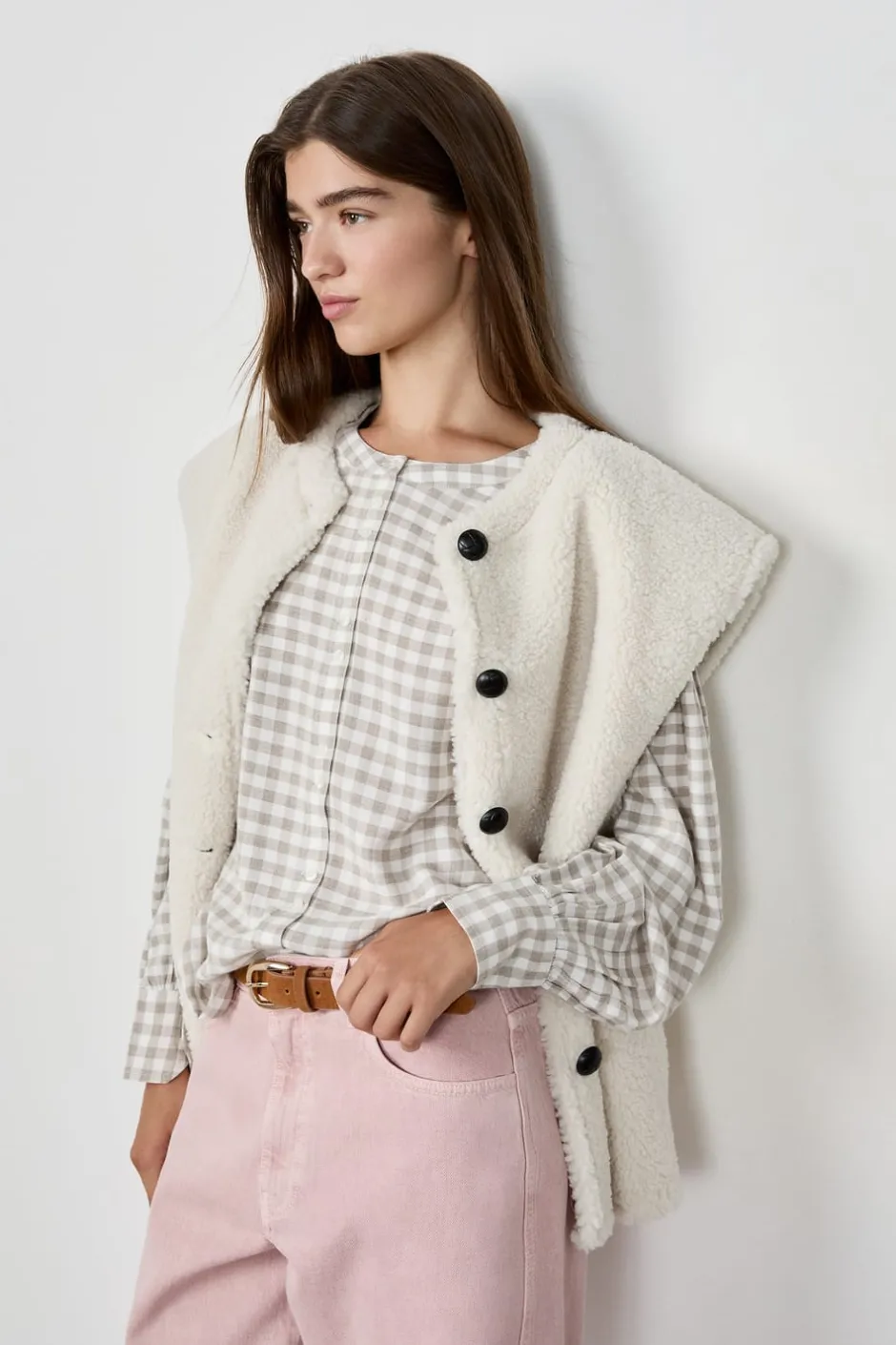 ETAM Chaquetas Sin Mangas|Chaleco de pelo sintético CRUDO
