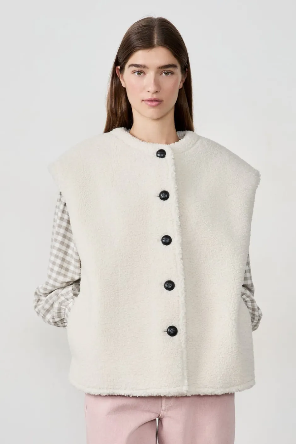 ETAM Chaquetas Sin Mangas|Chaleco de pelo sintético CRUDO