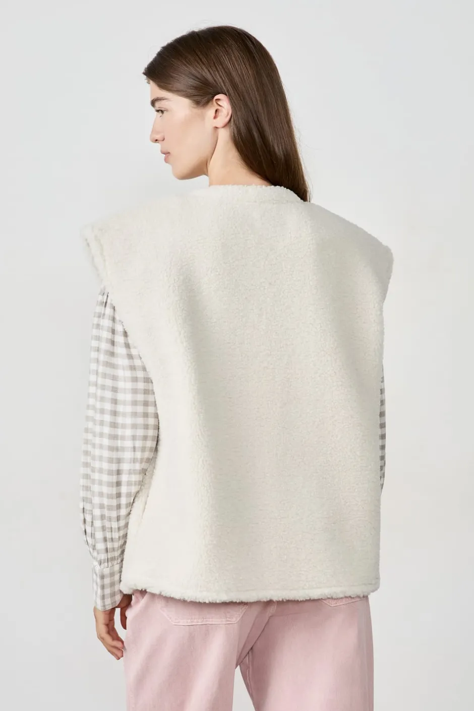 ETAM Chaquetas Sin Mangas|Chaleco de pelo sintético CRUDO