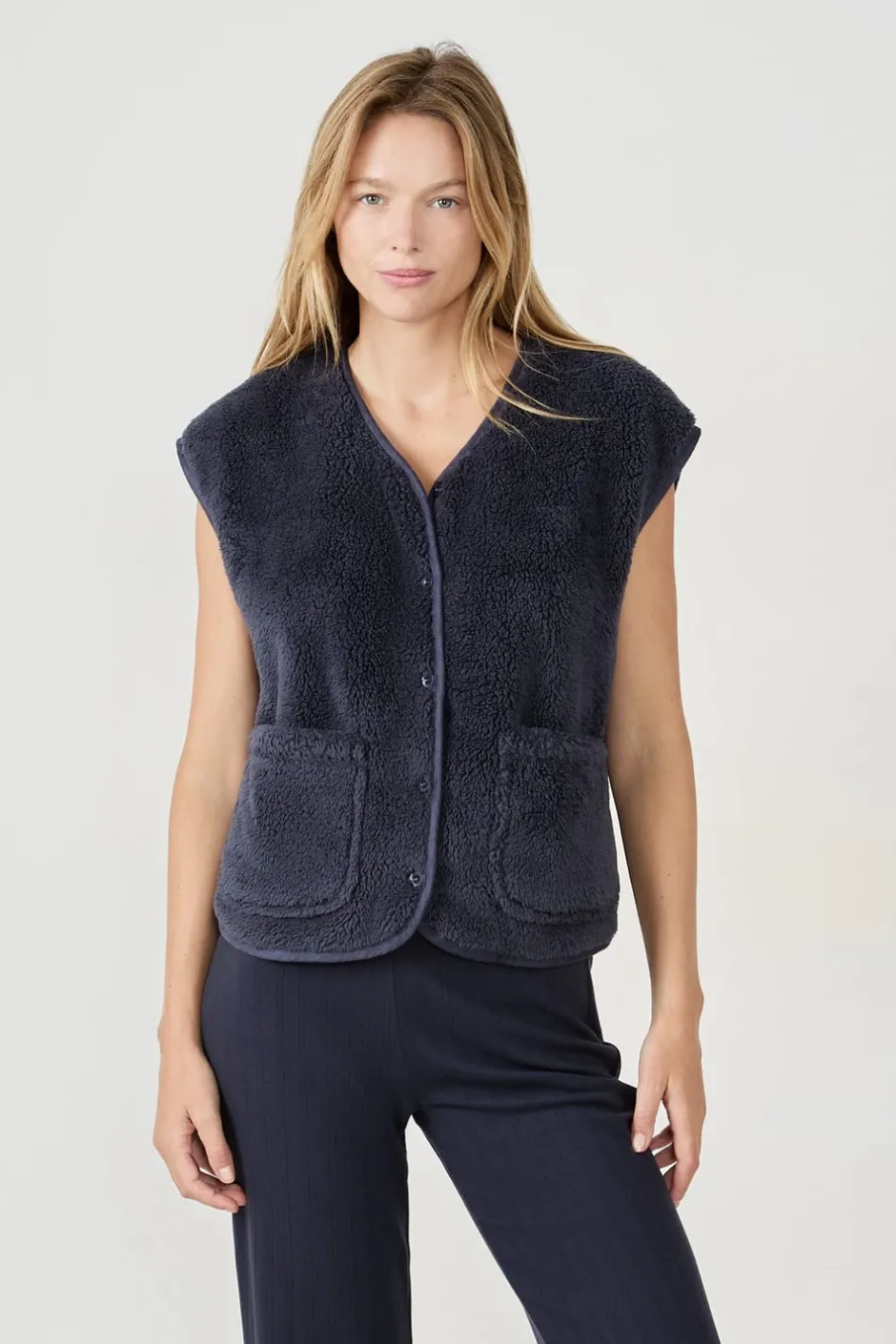 ETAM Pijamas Calentitos|Ponchos, Sudaderas Y Chaquetas|Chaleco sin mangas AZUL NOCHE