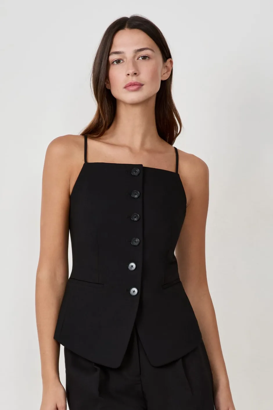 ETAM Chaquetas Sin Mangas|Sin Mangas|Chaleco sin mangas con botones NEGRO