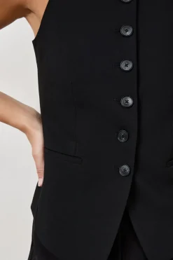 ETAM Chaquetas Sin Mangas|Sin Mangas|Chaleco sin mangas con botones NEGRO