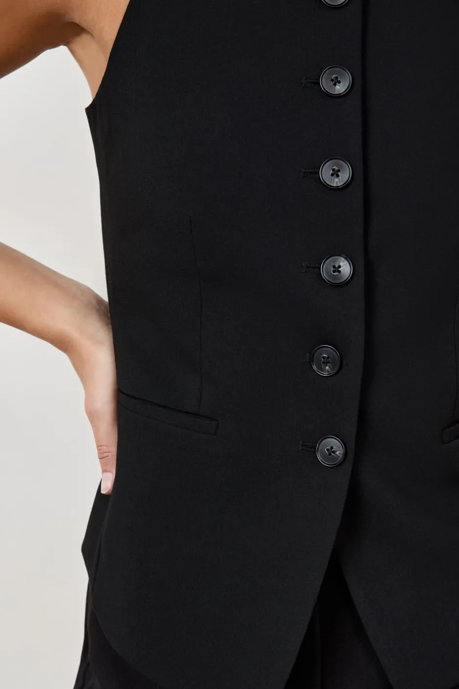 ETAM Chaquetas Sin Mangas|Sin Mangas|Chaleco sin mangas con botones NEGRO