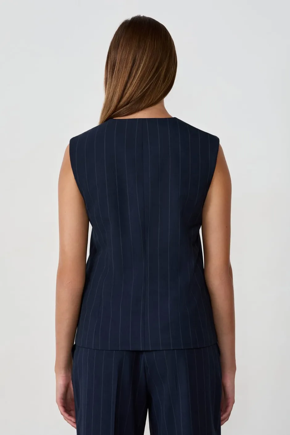 ETAM Chaquetas Sin Mangas|Rayas Marineras|Chaleco sin mangas con botones AZUL MARINO
