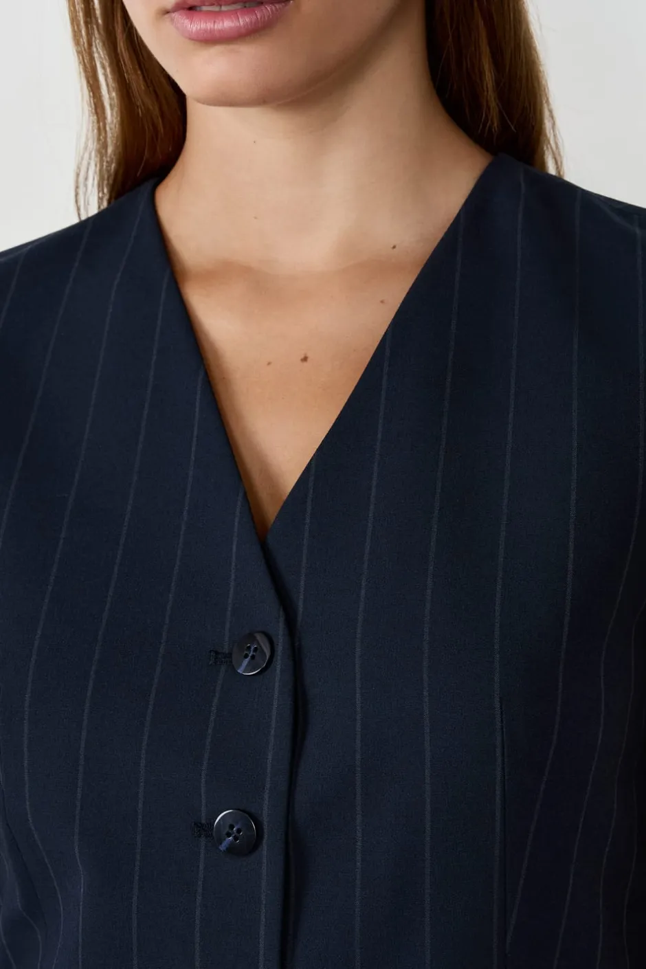 ETAM Chaquetas Sin Mangas|Rayas Marineras|Chaleco sin mangas con botones AZUL MARINO