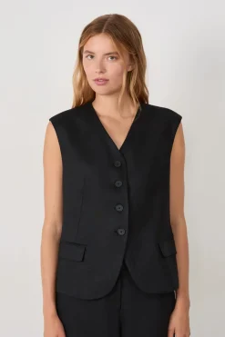 ETAM Chaquetas Sin Mangas|Sin Mangas|Chaleco sin mangas con botones NEGRO
