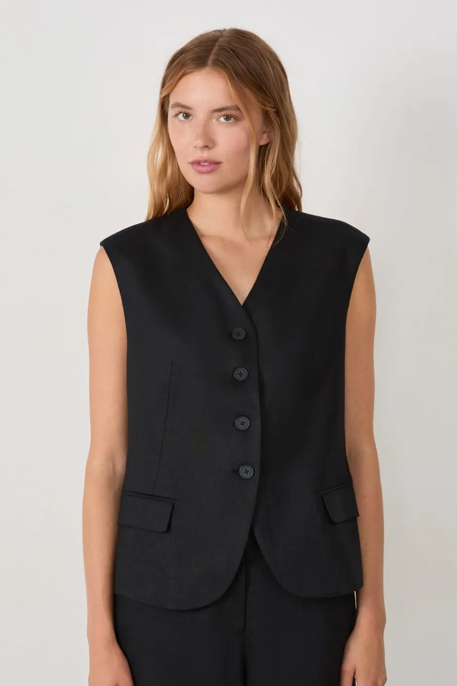 ETAM Chaquetas Sin Mangas|Sin Mangas|Chaleco sin mangas con botones NEGRO