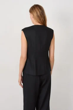 ETAM Chaquetas Sin Mangas|Sin Mangas|Chaleco sin mangas con botones NEGRO