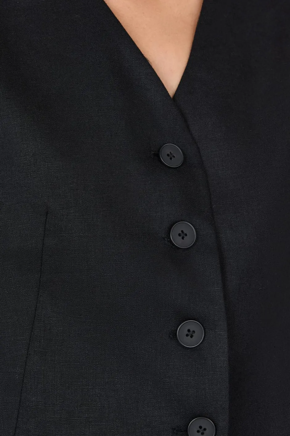 ETAM Chaquetas Sin Mangas|Sin Mangas|Chaleco sin mangas con botones NEGRO