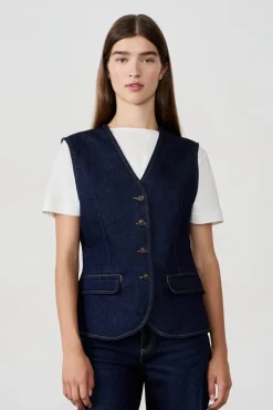 ETAM Chaquetas Sin Mangas|Chaquetas Vaqueras|Chaleco sin mangas con botones VAQUEROS