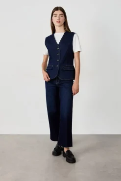 ETAM Chaquetas Sin Mangas|Chaquetas Vaqueras|Chaleco sin mangas con botones VAQUEROS