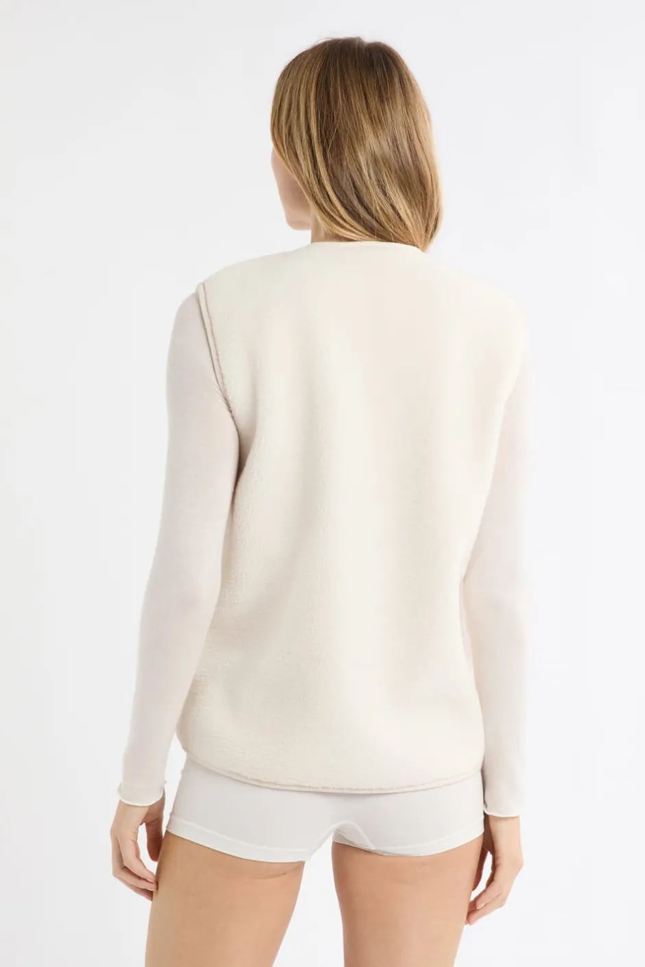 ETAM Pijamas Calentitos|Ponchos, Sudaderas Y Chaquetas|Chaleco sin mangas con efecto sherpa CRUDO