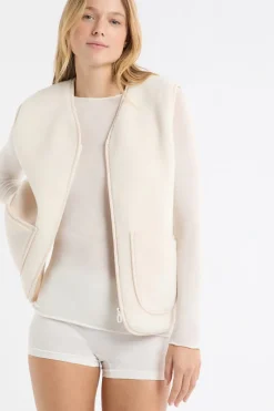 ETAM Pijamas Calentitos|Ponchos, Sudaderas Y Chaquetas|Chaleco sin mangas con efecto sherpa CRUDO