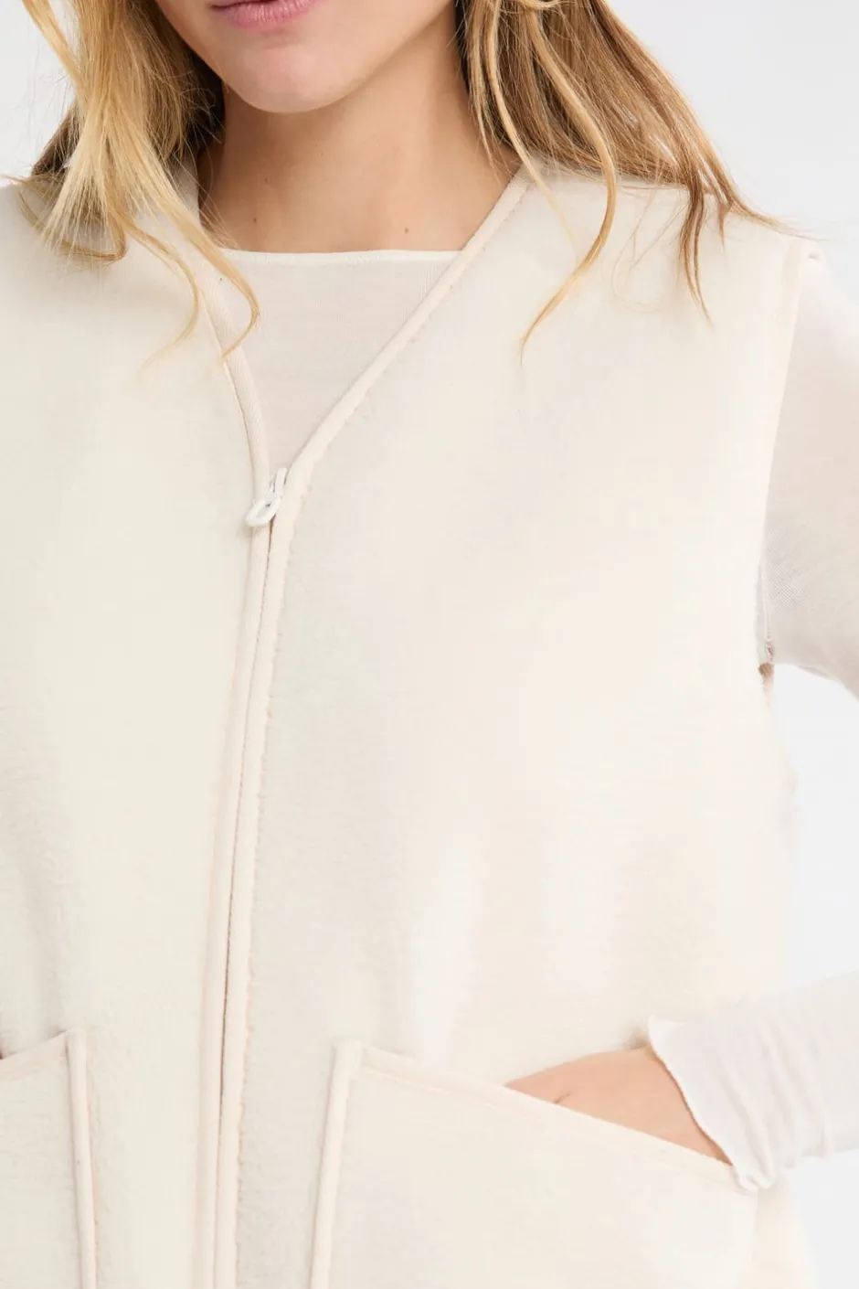 ETAM Pijamas Calentitos|Ponchos, Sudaderas Y Chaquetas|Chaleco sin mangas con efecto sherpa CRUDO