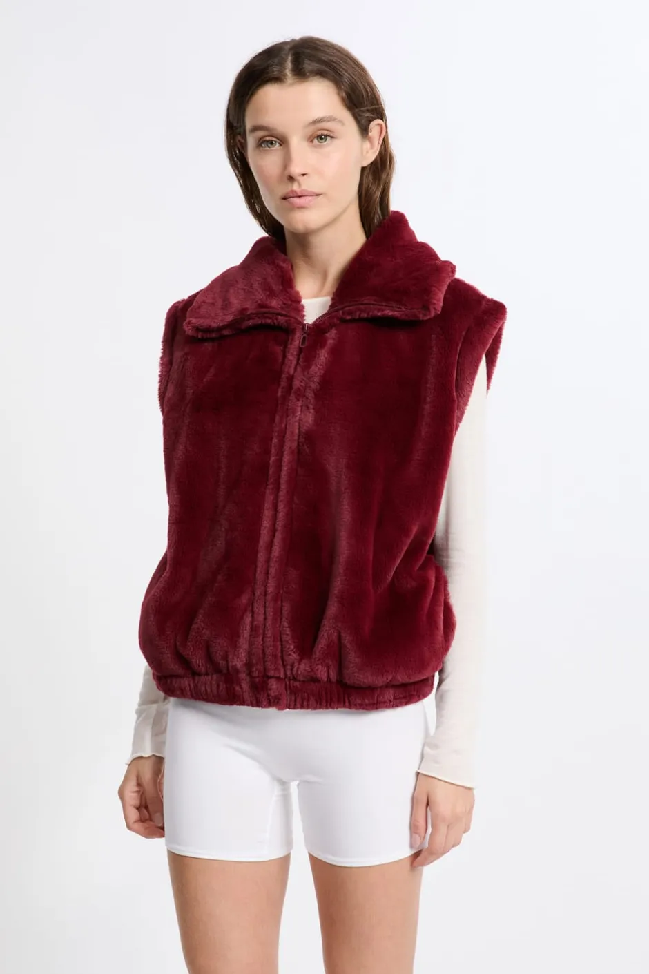ETAM Homewear|Los Pijamas Más Responsables|Chaleco sin mangas con efecto polar BURDEOS GRANATE