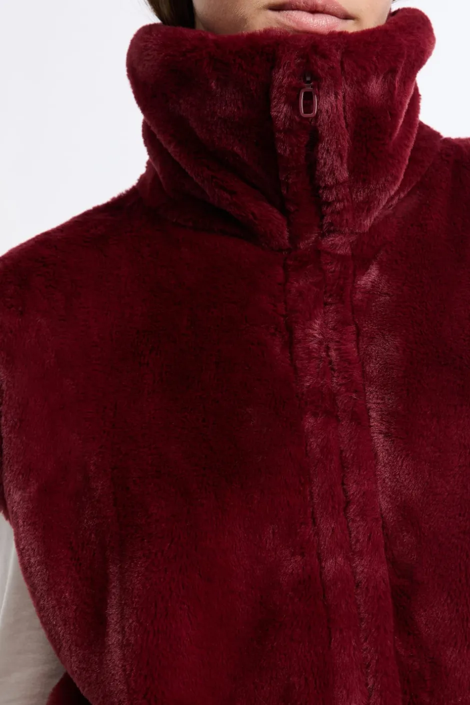 ETAM Homewear|Los Pijamas Más Responsables|Chaleco sin mangas con efecto polar BURDEOS GRANATE