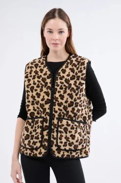 ETAM Pijamas Calentitos|Ponchos, Sudaderas Y Chaquetas|Chaleco sin mangas con efecto sherpa MARRÓN