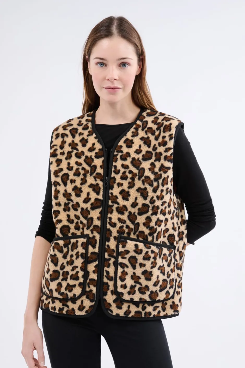 ETAM Pijamas Calentitos|Ponchos, Sudaderas Y Chaquetas|Chaleco sin mangas con efecto sherpa MARRÓN