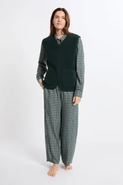 ETAM Pijamas Calentitos|Ponchos, Sudaderas Y Chaquetas|Chaleco sin mangas con efecto sherpa ESMERALDA