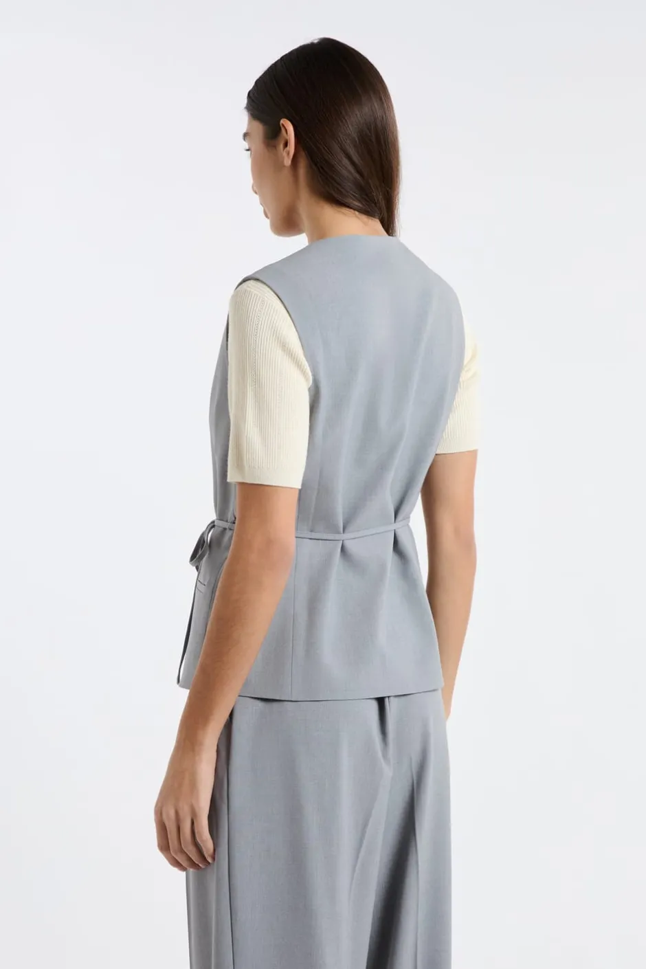 ETAM Chaquetas Sin Mangas|Sin Mangas|Chaleco sin mangas con lazada GRIS