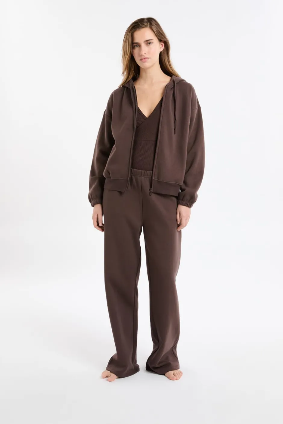 ETAM Homewear|Los Pijamas Más Responsables|Chaqueta con capucha y algodón CHOCOLATE