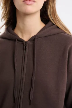 ETAM Homewear|Los Pijamas Más Responsables|Chaqueta con capucha y algodón CHOCOLATE