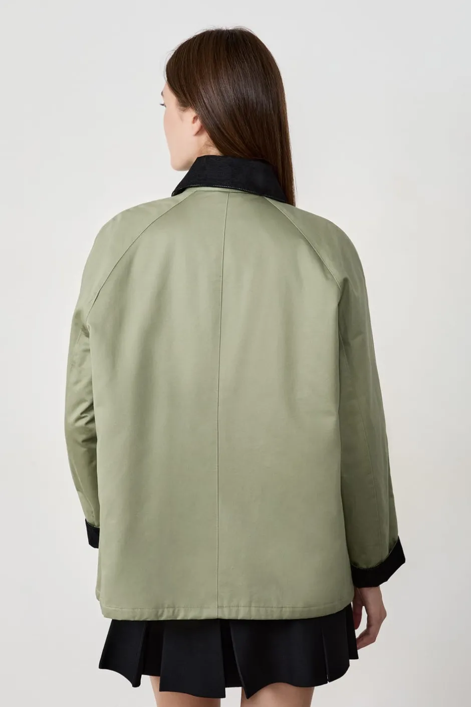 ETAM Chaquetas|Chaqueta con cuello de terciopelo y corte recto CAQUI