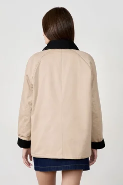 ETAM Chaquetas|Chaqueta con cuello de terciopelo y corte recto LISTO PARA TE&Ntilde;IR