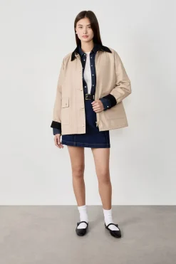ETAM Chaquetas|Chaqueta con cuello de terciopelo y corte recto LISTO PARA TEÑIR