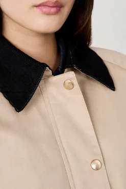 ETAM Chaquetas|Chaqueta con cuello de terciopelo y corte recto LISTO PARA TEÑIR