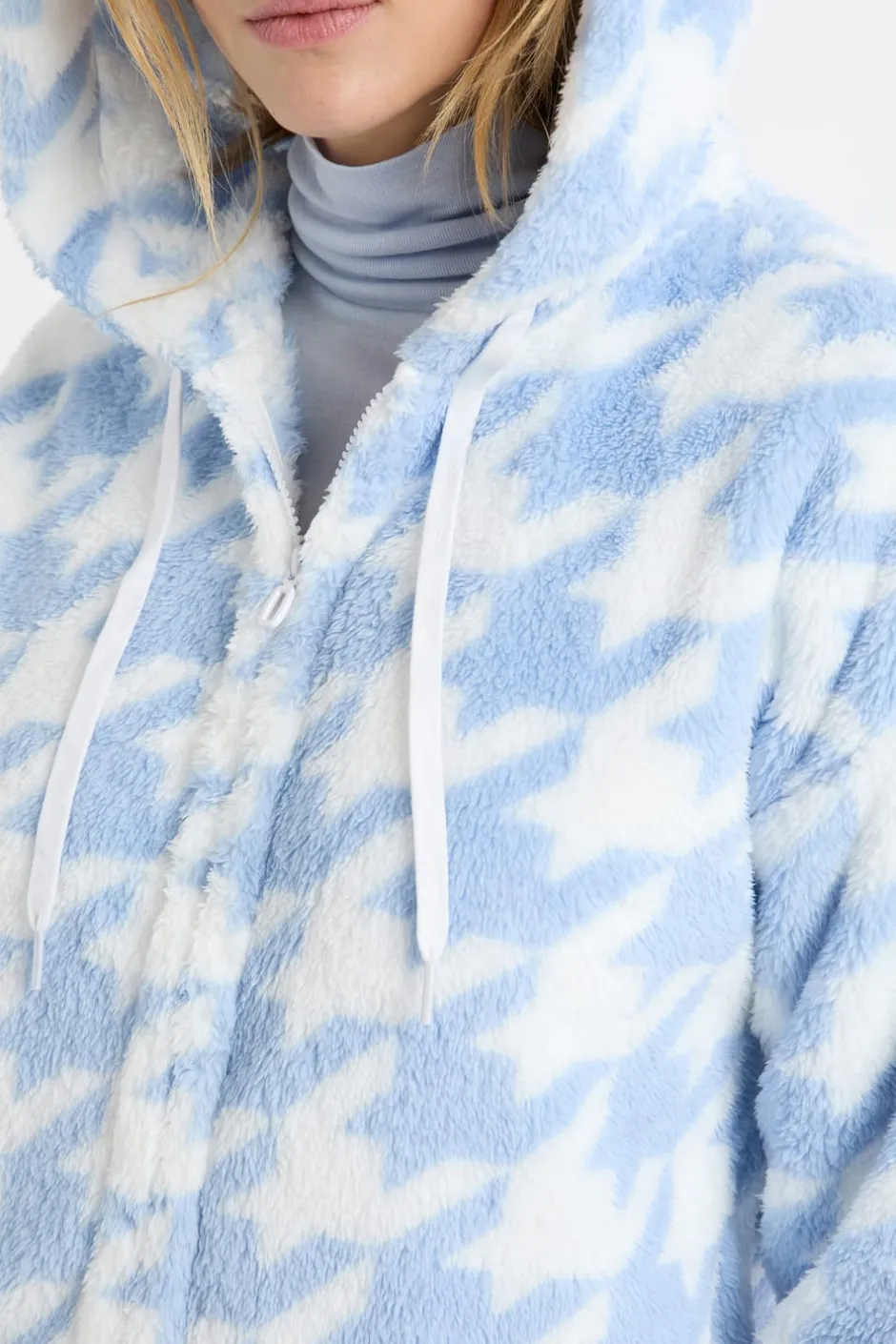 ETAM Los Pijamas Más Responsables|Ponchos, Sudaderas Y Chaquetas|Chaqueta con estampado efecto polar Azul