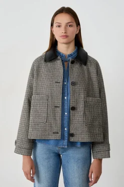 ETAM Chaquetas|Chaqueta corta de jacquard con lana BEIGE