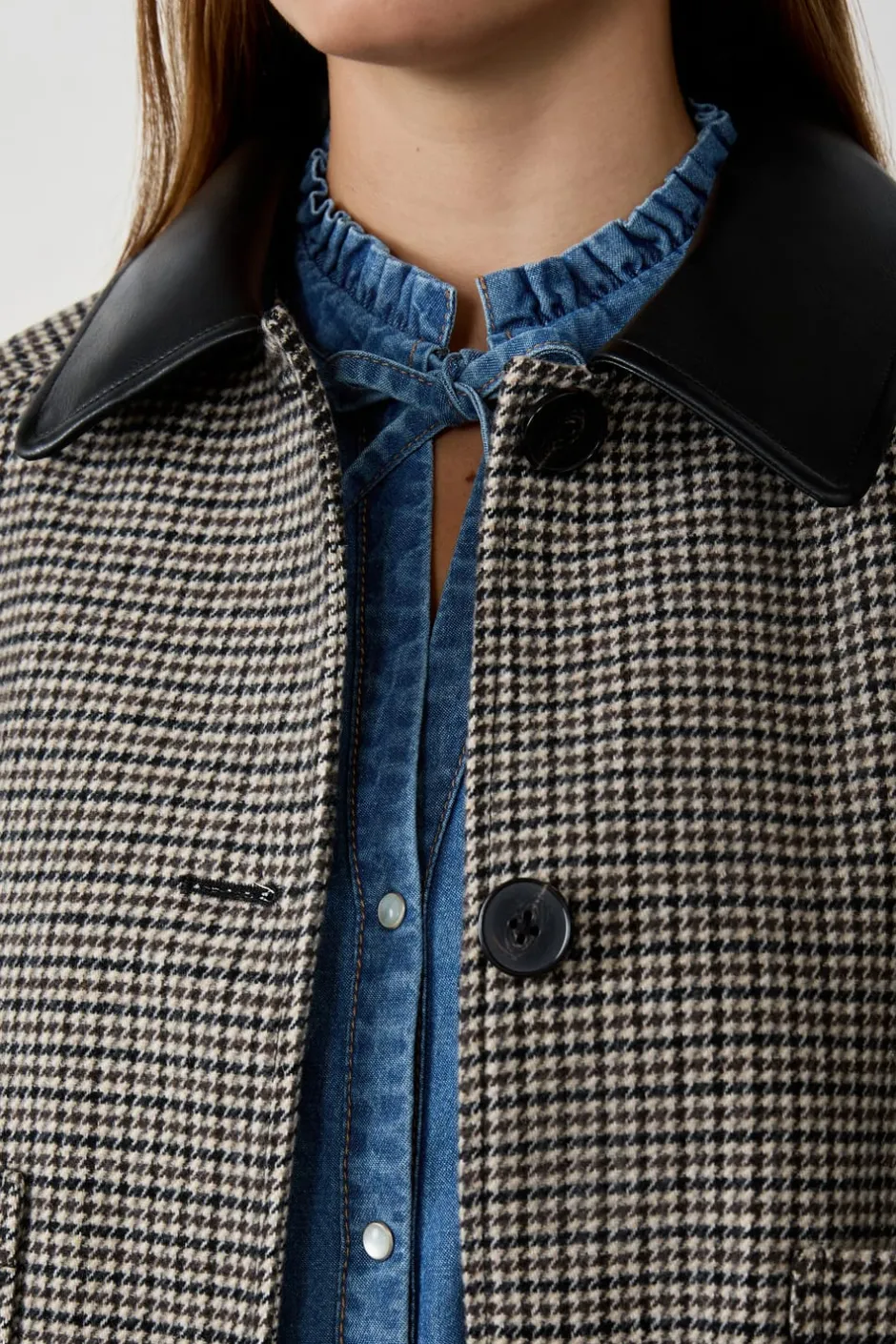 ETAM Chaquetas|Chaqueta corta de jacquard con lana BEIGE
