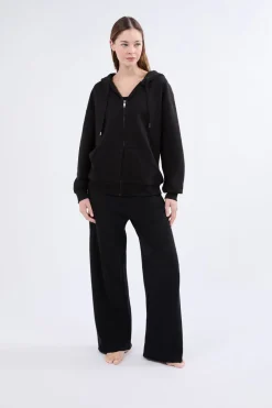 ETAM Homewear|Ponchos, Sudaderas Y Chaquetas|Chaqueta de punto de manga larga con capucha NEGRO