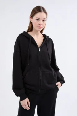 ETAM Homewear|Ponchos, Sudaderas Y Chaquetas|Chaqueta de punto de manga larga con capucha NEGRO