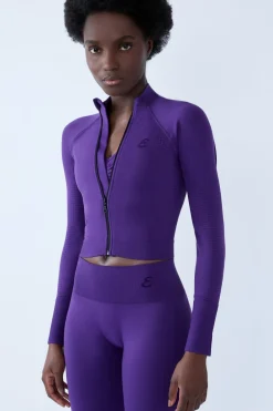 ETAM Tops Deporte|Braguitas Deportivas|Chaqueta deportiva de manga larga VIOLETA