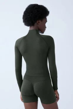 ETAM Tops Deporte|Braguitas Deportivas|Chaqueta deportiva de manga larga KAKI