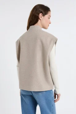 ETAM Abrigos Cortos|Abrigos|Chaqueta sin mangas con lana BEIGE