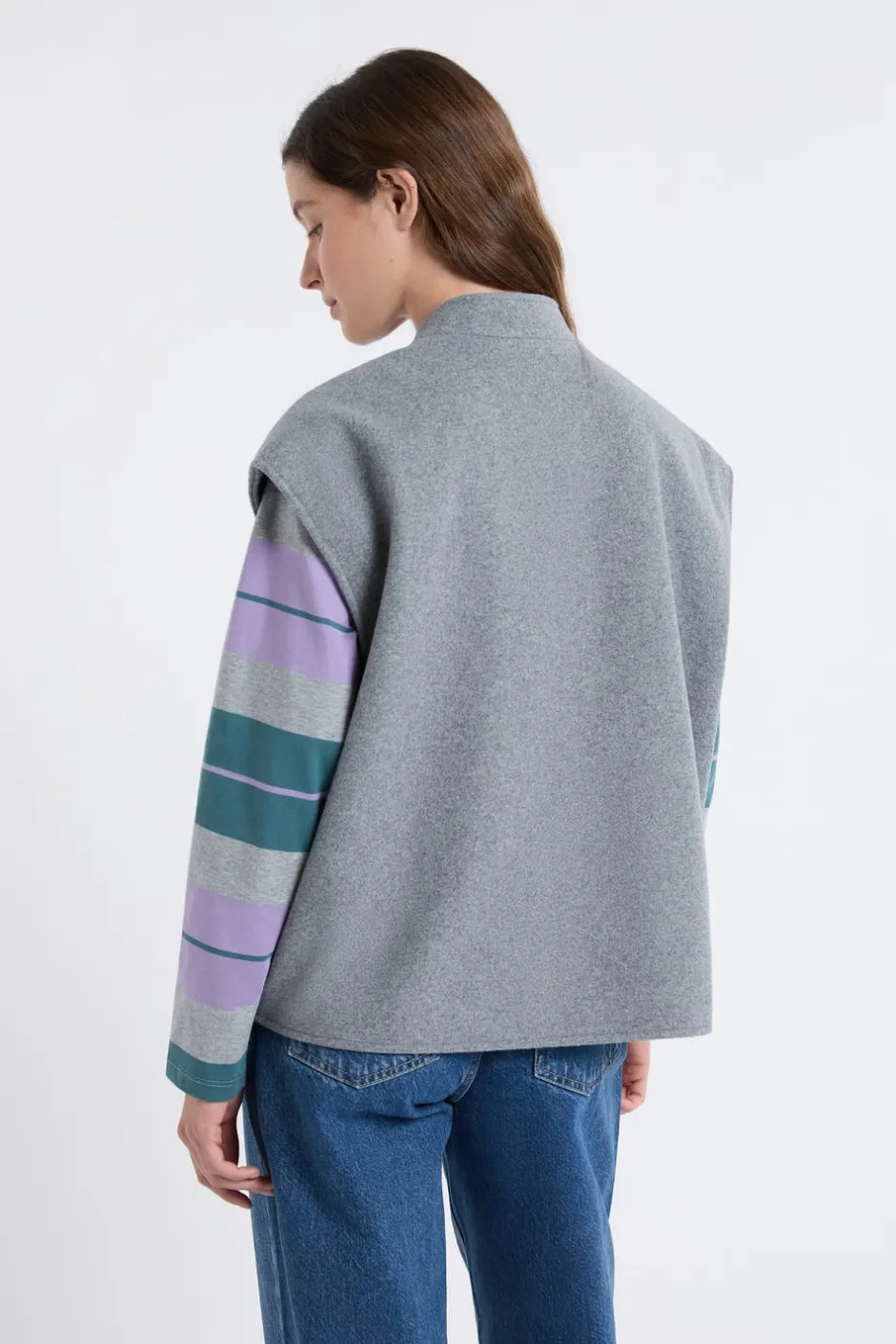 ETAM Abrigos Cortos|Abrigos|Chaqueta sin mangas con lana GRIS