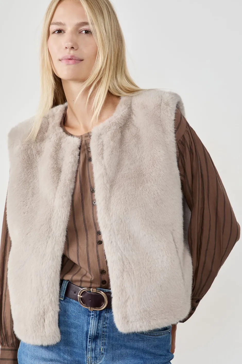 ETAM Chaquetas Sin Mangas|Chaqueta sin mangas de piel sintética CHOCOLATE