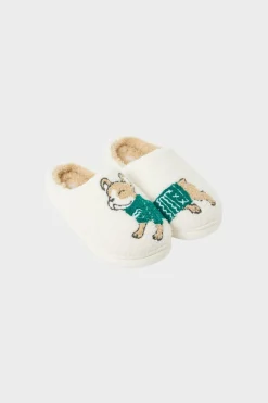 ETAM Zapatillas|Chaussons à motif bouledogue en fausse fourrure MARRON
