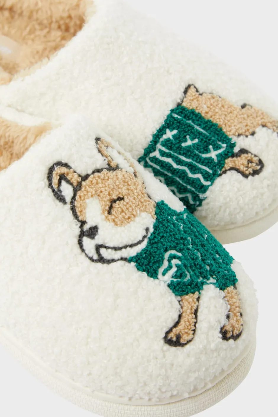 ETAM Zapatillas|Chaussons à motif bouledogue en fausse fourrure MARRON
