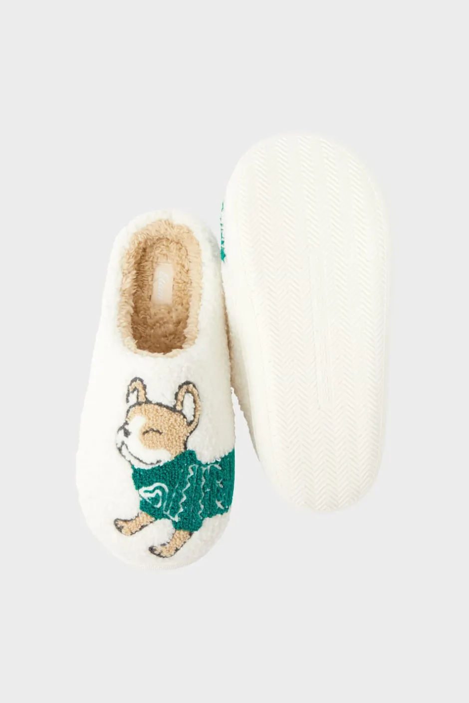 ETAM Zapatillas|Chaussons à motif bouledogue en fausse fourrure MARRON